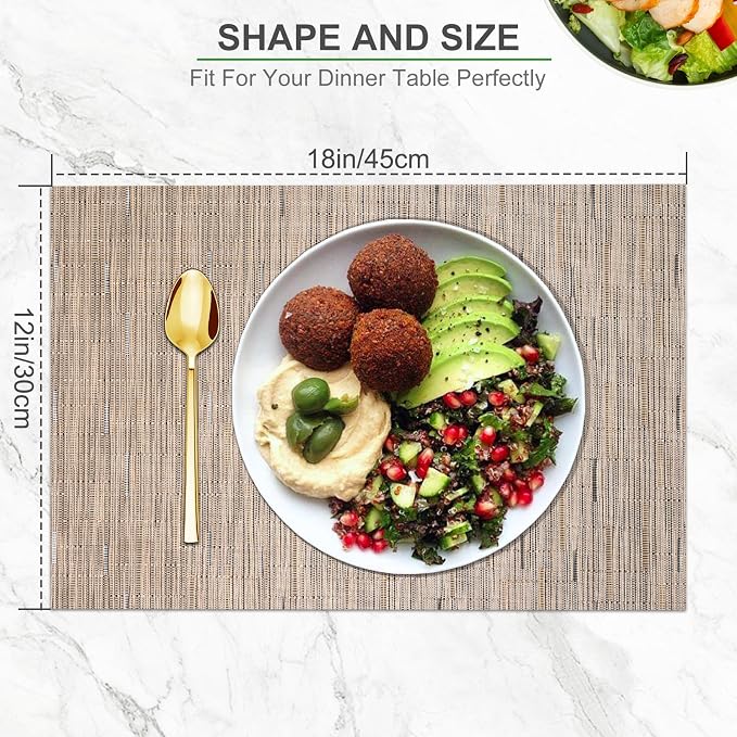 BETEAM Placemats Set of 8, Woven Vinyl Placemat - Image 5
