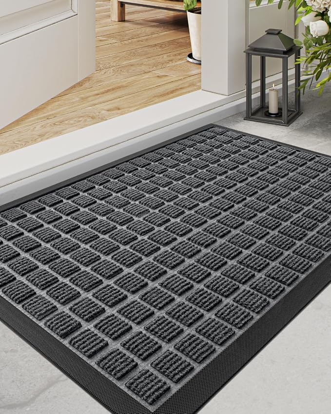 DEXI Front Door Mat Outside Entrance, 17x29 Rubber Entry Doormat Heavy Duty by DEXI