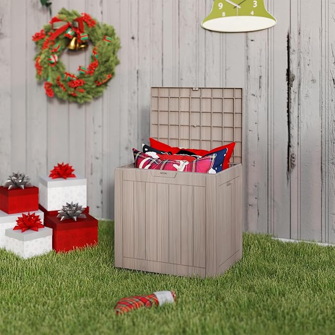 35 Gallon Small Waterproof Outdoor Storage Box, Resin Deck Box Lockable - Image 6