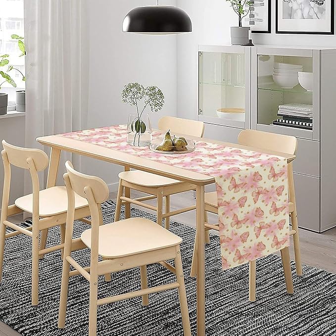 Watercolor Butterfly Table Runner, Cute Pink Butterfly Spring Modern Aesthetics - Image 2