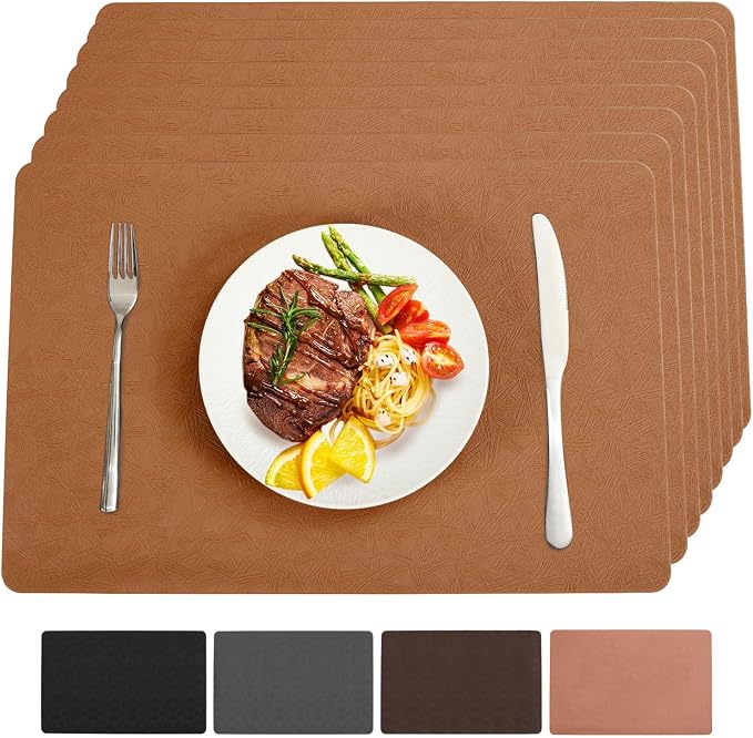 Vinyl Placemats Set of 8 Heat Resistant Easy Clean Non-Slip Place Mats - Image 3