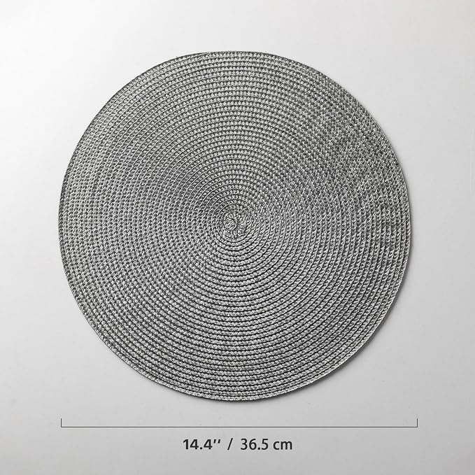 Round Placemats Set of 12 Plastic Woven Placemats Washable Wipeable Table Mats - Image 6