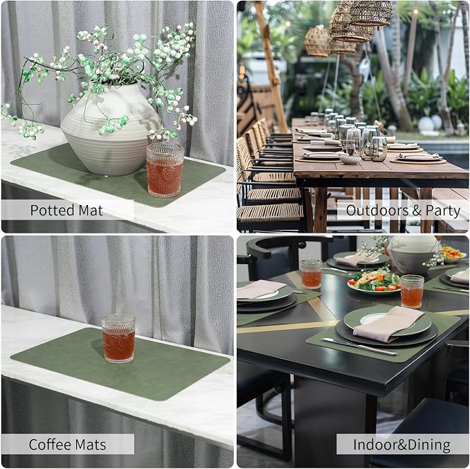 Cowhide Pattern Faux Leather Placemats Set of 6, Heat Resistant Non-Slip - Image 6