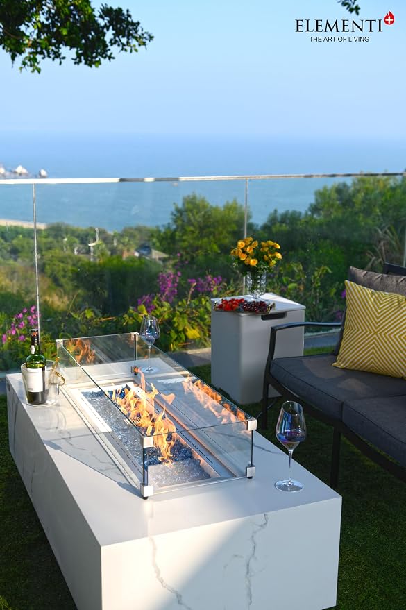 Elementi+ | Bundle Carrara Gas Fire Pit | Marble Porcelain & Metal Frame | 60" - Image 3