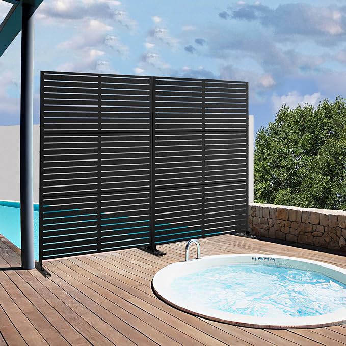 Metal Privacy Screen Outdoor 72" H×47" W, Freestanding Decorative Privacy Screen - Image 4