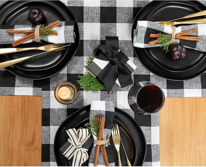 Solino Home Linen Checkered Table Runner 132 Inches Long - Image 3