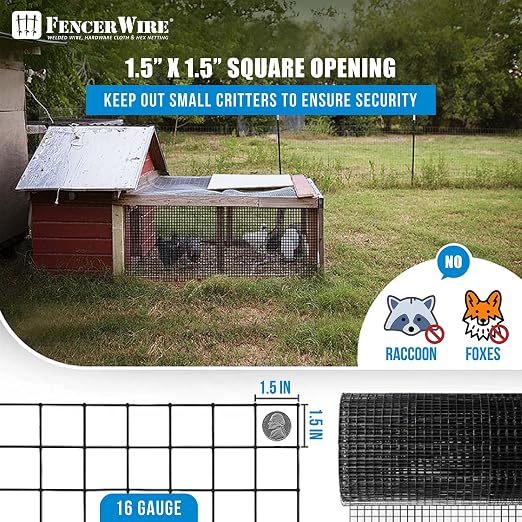 Fencer Wire 16 Gauge Hardware Cloth, Chicken Coop Wire Fence, 1.5 inch x 1.5 - Image 8