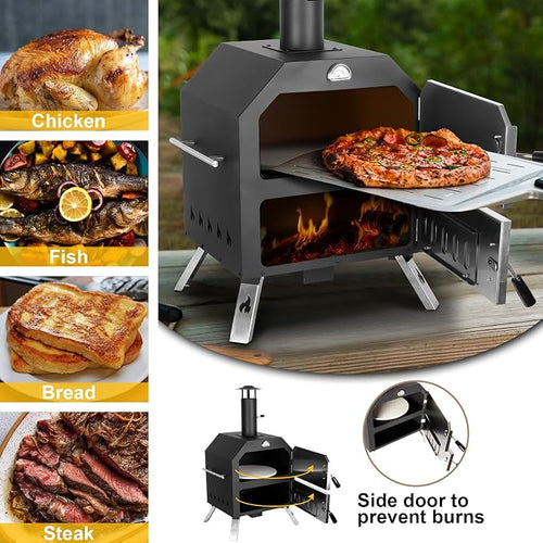 12’’ Outdoor Pizza Oven Wood Fired Pizza Oven Portable Patio Ovens Included - Image 2