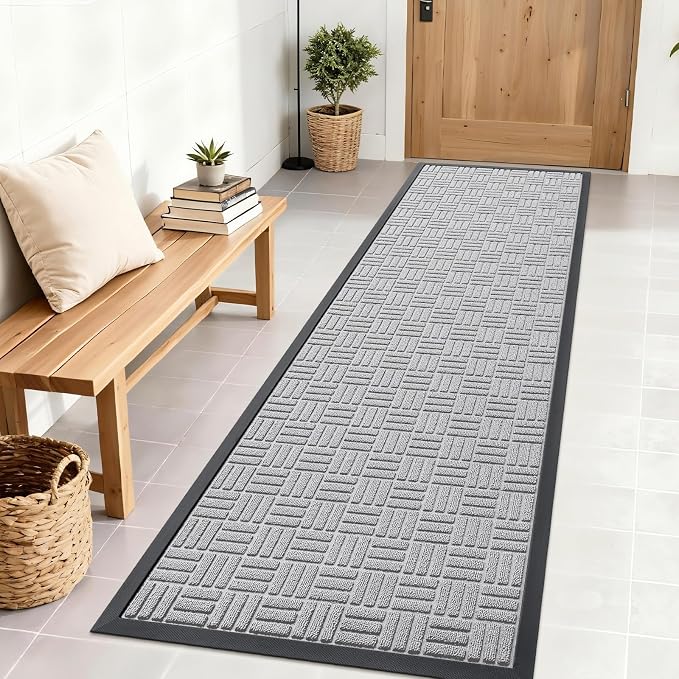 OLANLY Front Door Mat Outside Entrance 71x23, Heavy Duty Sturdy Natural Rubber by OLANLY