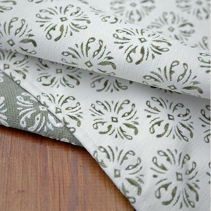 Rectangle Gingham Tablecloth, Washable White Green Table Cloth, Raised Jacquard - Image 4