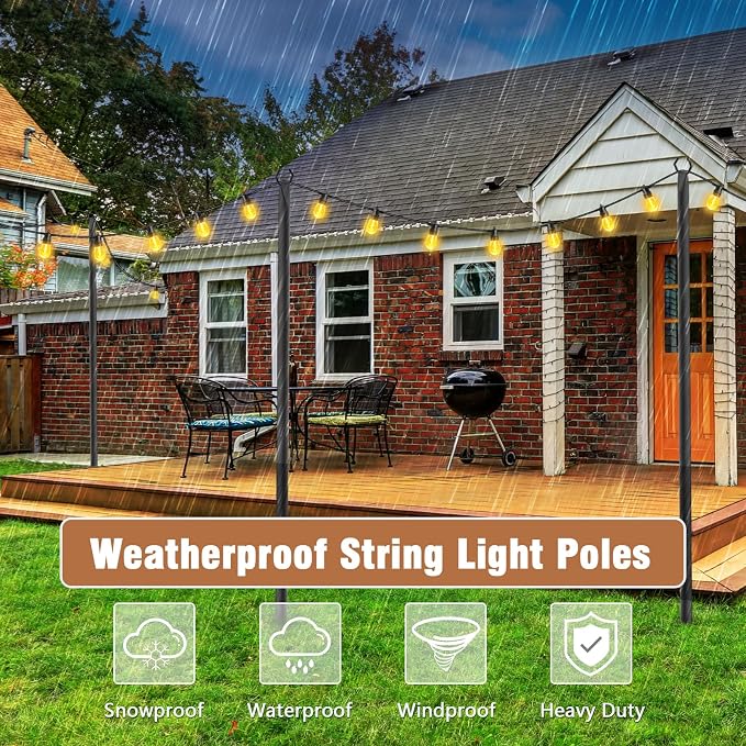4 Pack String Light Poles, Metal Poles - Image 5