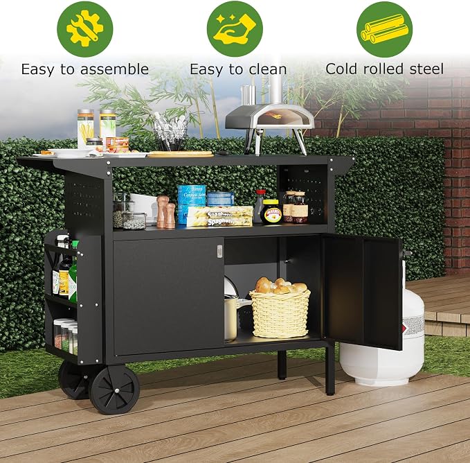 Outdoor Grill Table, Metal Grill Cart - Image 8