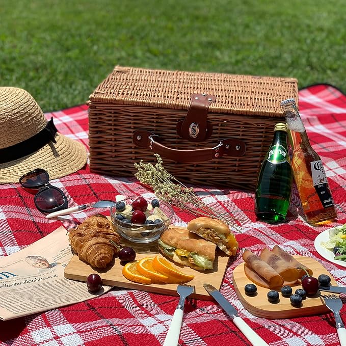 Picnic Basket for 2, Willow Hamper Set - Image 6