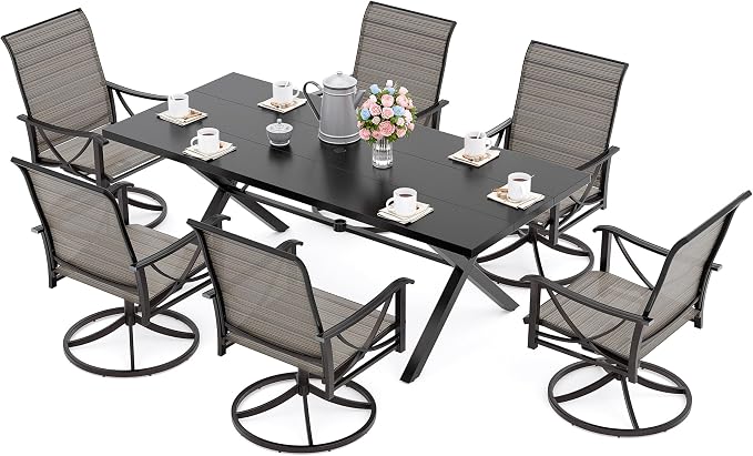 Kurapika 7-Piece Patio Dining Set, Patio Furniture Set by Kurapikafurniture
