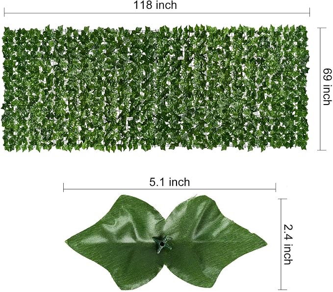 DearHouse Artificial Ivy Privacy Fence, 118x69in Artificial Hedges Fence and - Image 4