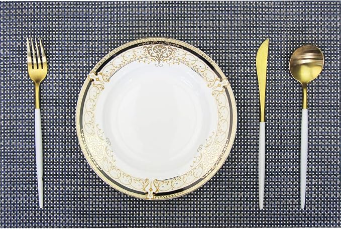 Thicken Placemats Set of 6 Vinyl Heat-Resistant Table Mats Washable Plastic - Image 2