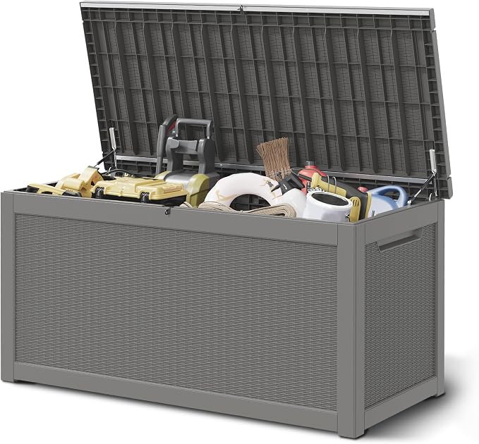 NUNU LAB 260 Gallon Outdoor Storage Box, Resin Large Sturdy Deck Box, Backyard by NUNULAB