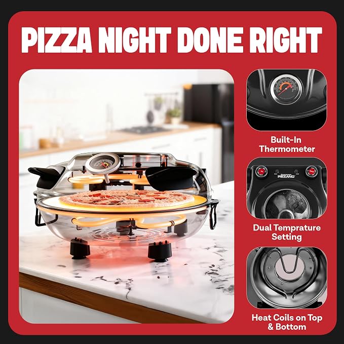 PIEZANO XL 14 Inch Extra Large Crispy Crust Pizza Oven – Family Sized Electric - Image 5