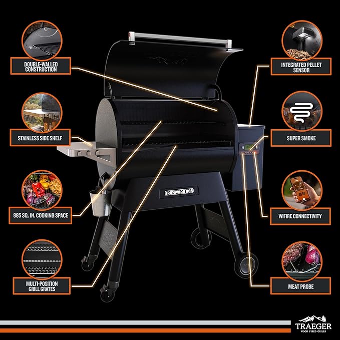 Traeger Ironwood 885 Wood Pellet Grill and Smoker, WiFi Pellet Smoker Grill - Image 4
