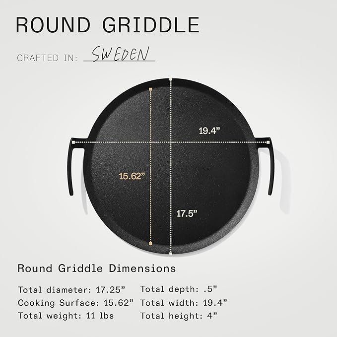 Griddle 17.5-Inch Pre-Seasoned Carbon Steel for Kettle Grills