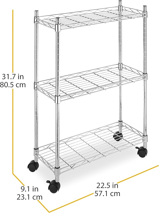 Whitmor 3 Tier Shelving Unit, Metal Storage Shelves, Adjustable Heavy Duty Shelf - Image 3