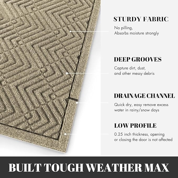 Yimobra Door Mats Outdoor 29.5x17, All-Season Waterproof Outdoor Mats - Image 2