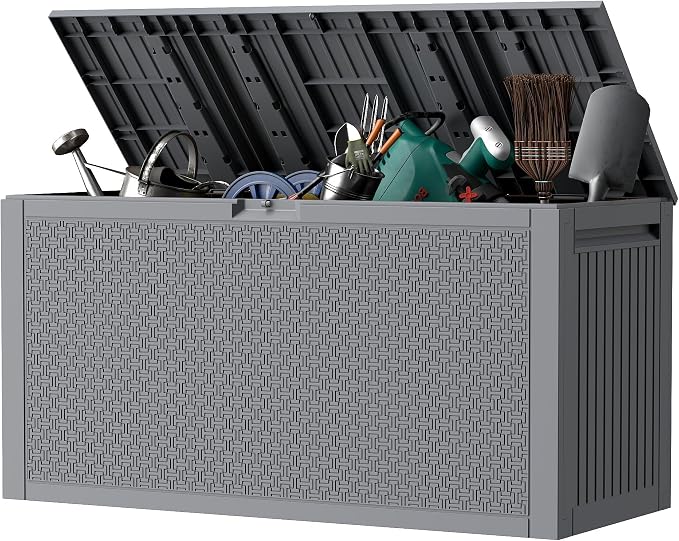 ZYJOYY Outdoor Storage Box, 90 Gallon Deck Box, Waterproof Resin Storage Box - Image 9