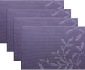 Leaf Placemats Set of 4, Non-Slip Heat-Resistant 18" x 12" Vinyl Washable by PandaPalm