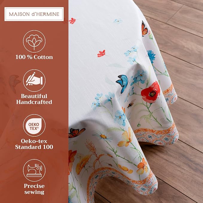 Maison d' Hermine Table Cloth Round Table 100% Cotton 69 Inches Tablecloth - Image 2