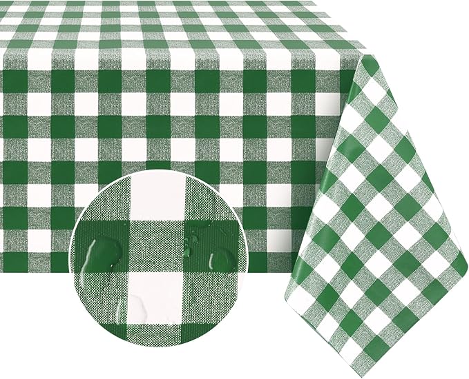 Romanstile Square Vinyl Tablecloth, 100% Waterproof Buffalo Gingham Plastic by Romanstile