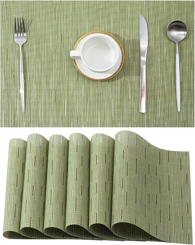 Leetaltree Pea Green Placemats Set of 6 by Leetaltree-ArtatEveryTable