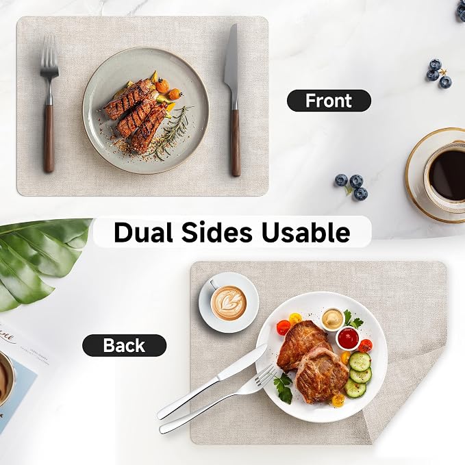 Faux Leather Vinyl Placemats Set of 4 Wipeable Heat Resistant Place Mats 100% - Image 6