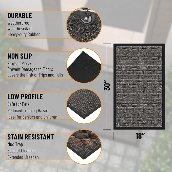 Ottomanson Heavy Duty Rubber Floor Mat – Non-Slip, Waterproof, or Patio – Stain - Image 3
