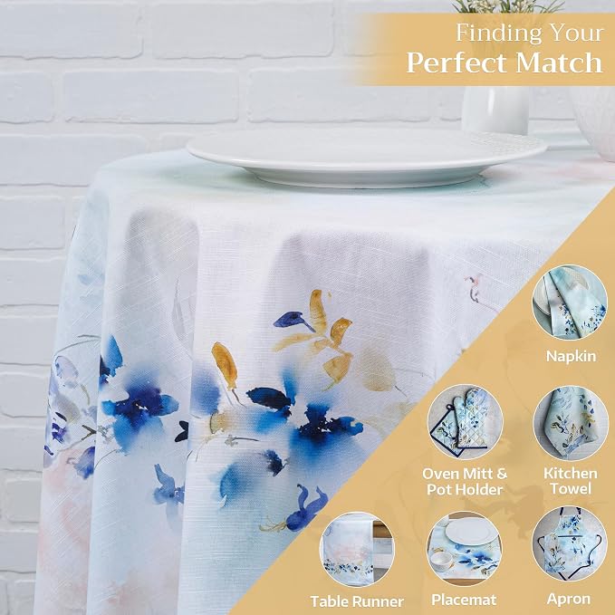 Maison d' Hermine Table Cloth Round Table 100% Cotton 69 Inches Tablecloth - Image 5