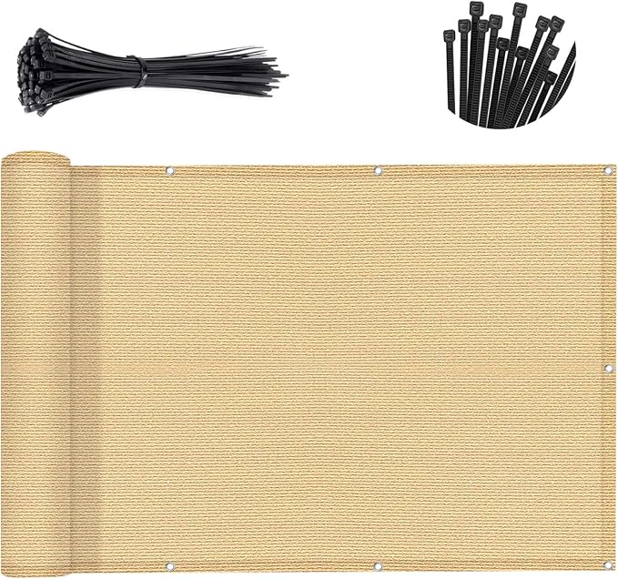 SUNNY GUARD 3'x10' Sand Yellow Balcony Deck Privacy Screen Fence, Apartments by SUNNYGUARD