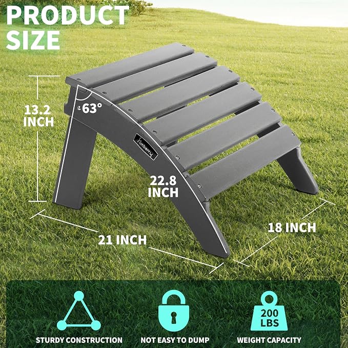 FUNBERRY Folding Adirondack Ottoman, HDPE All Weather Outdoor Foot Rest - Image 4