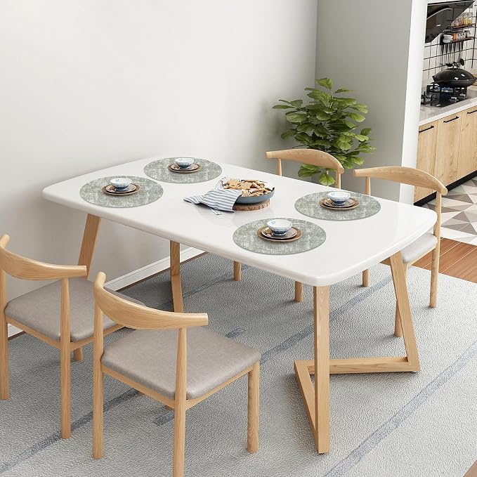 Homaxy Round Faux Leather Placemats and Coasters, Washable Dual-Side Table Mats - Image 9