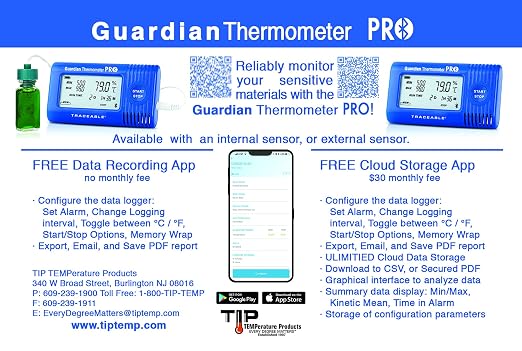 Guardian Thermometer PRO Bluetooth Temperature Data Logger, Internal - Image 5
