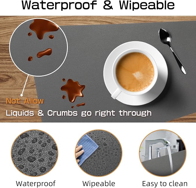 Faux Leather Waterproof Placemats Set of 8-Heat Resistant Non Slip and Scratch - Image 8