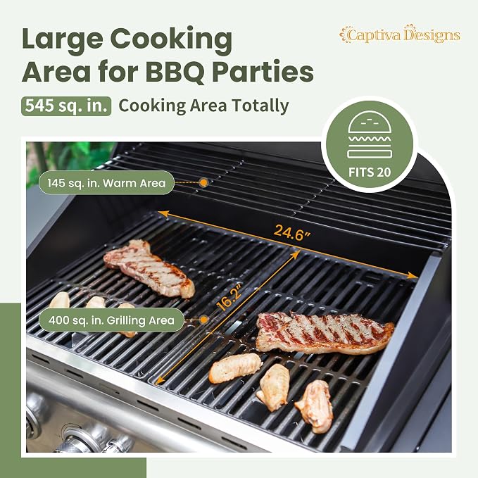 Captiva Designs 4-Burner Propane Gas BBQ Grill - Image 3