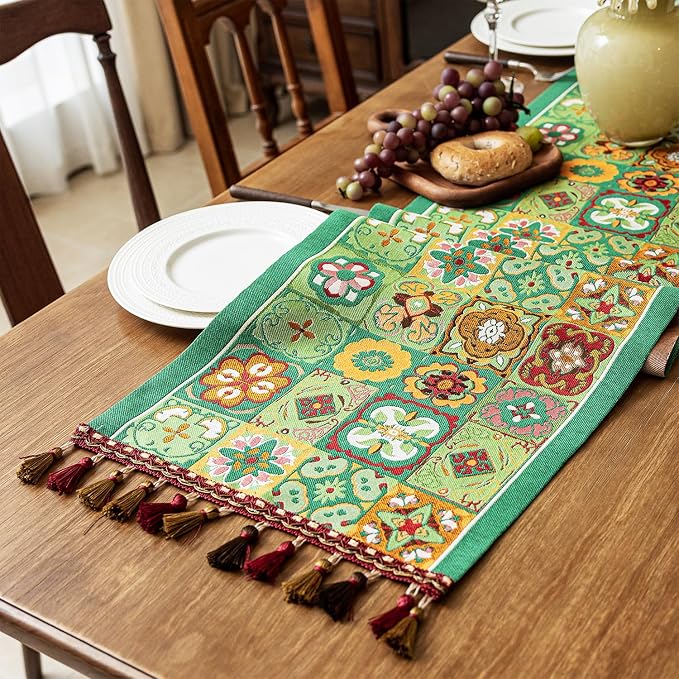 13×72 Inch Table Runner, Retro-Luxury Tassels Series - Image 2