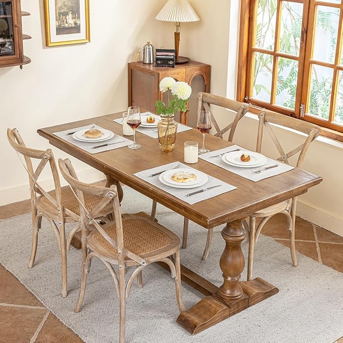 Blue Forest Placemats Set of 6, Dual-Layered Thickened Faux Linen Cloth Place - Image 2