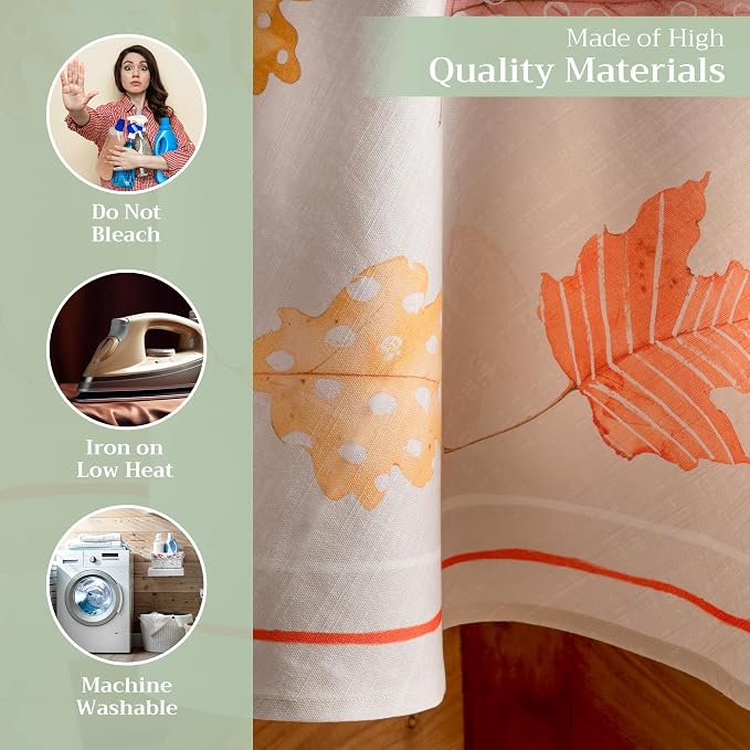 Maison d' Hermine Table Cloth Round Table 100% Cotton 63 Inches Fall Tablecloth - Image 3