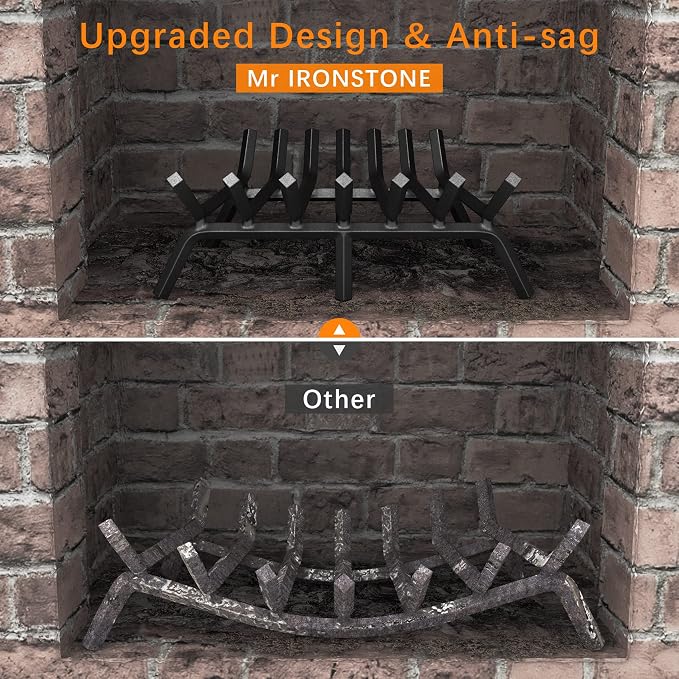 Mr IRONSTONE Fireplace Grate 24 inch Solid Steel Heavy Duty Firewood Log - Image 3