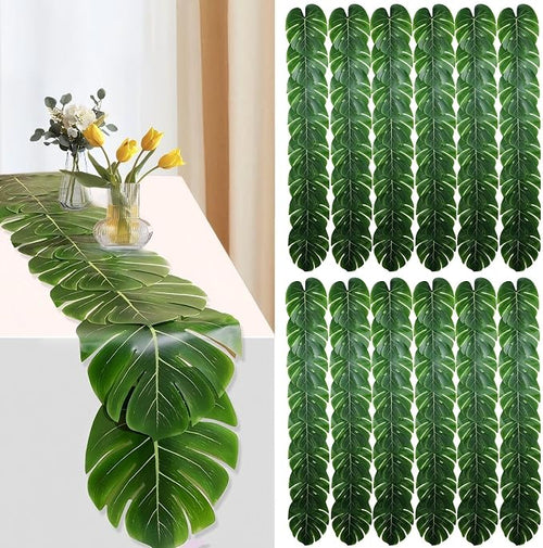 12 Pcs Palm Leaves Table Runners 72 Inch, Artificial Tropical Palm Leaves Table by DEYIXUN