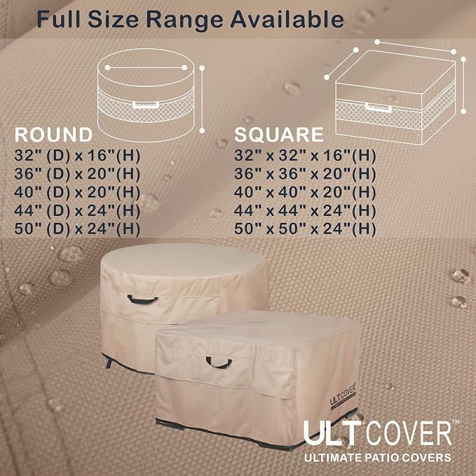 ULTCOVER Patio Fire Pit Table Cover Square 50 inch Outdoor Waterproof Fire Bowl - Image 3