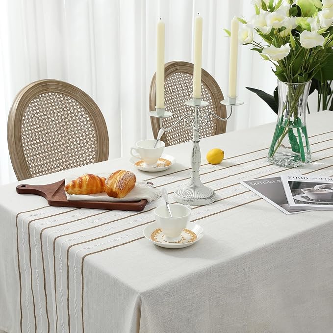 Chassic 60 x 84 inches Farmhouse Style Linen tablecloths, Boho Wrinkle - Image 4