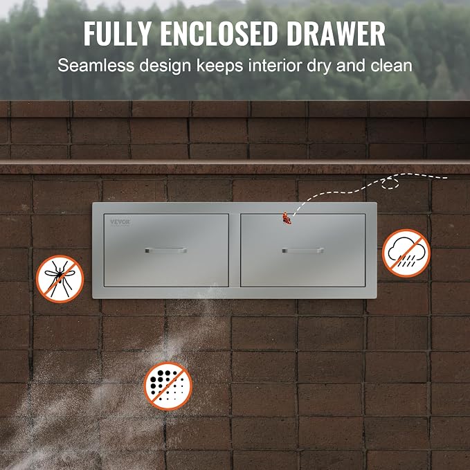 VEVOR Outdoor Kitchen Drawers 30" W x 10" H x 20" D, Horizontal Double BBQ - Image 8