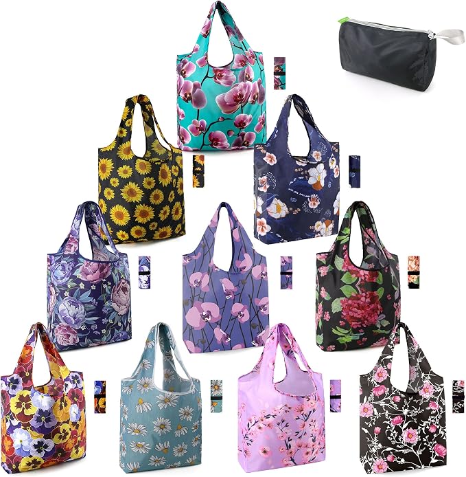 BeeGreen 10 Pack Washable Floral Grocery Bags by BeeGreen