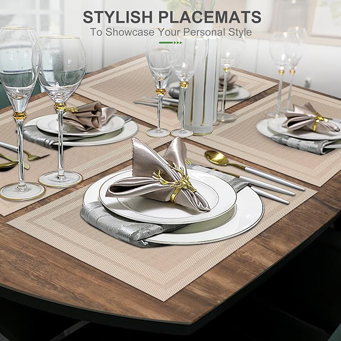 BETEAM Placemats Set of 8, Woven Vinyl Placemat - Image 6